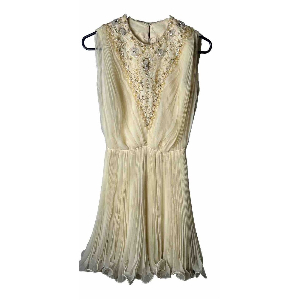 Original 1960s Vintage‎ Jack Bryan Jeweled Bib Cocktail Dress-Rare - Ivory Dress